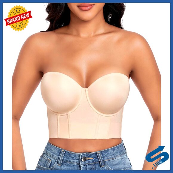 Longline Strapless Full Figure Underwire Corset Bustier Bra